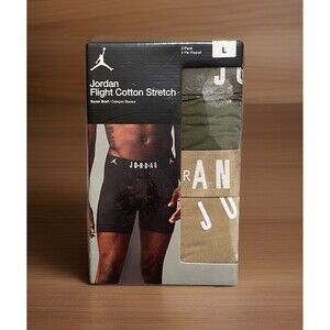 Jordan Flight Boxer Briefs Mens Size Large Cotton Stretch 2 Pack Med Olive